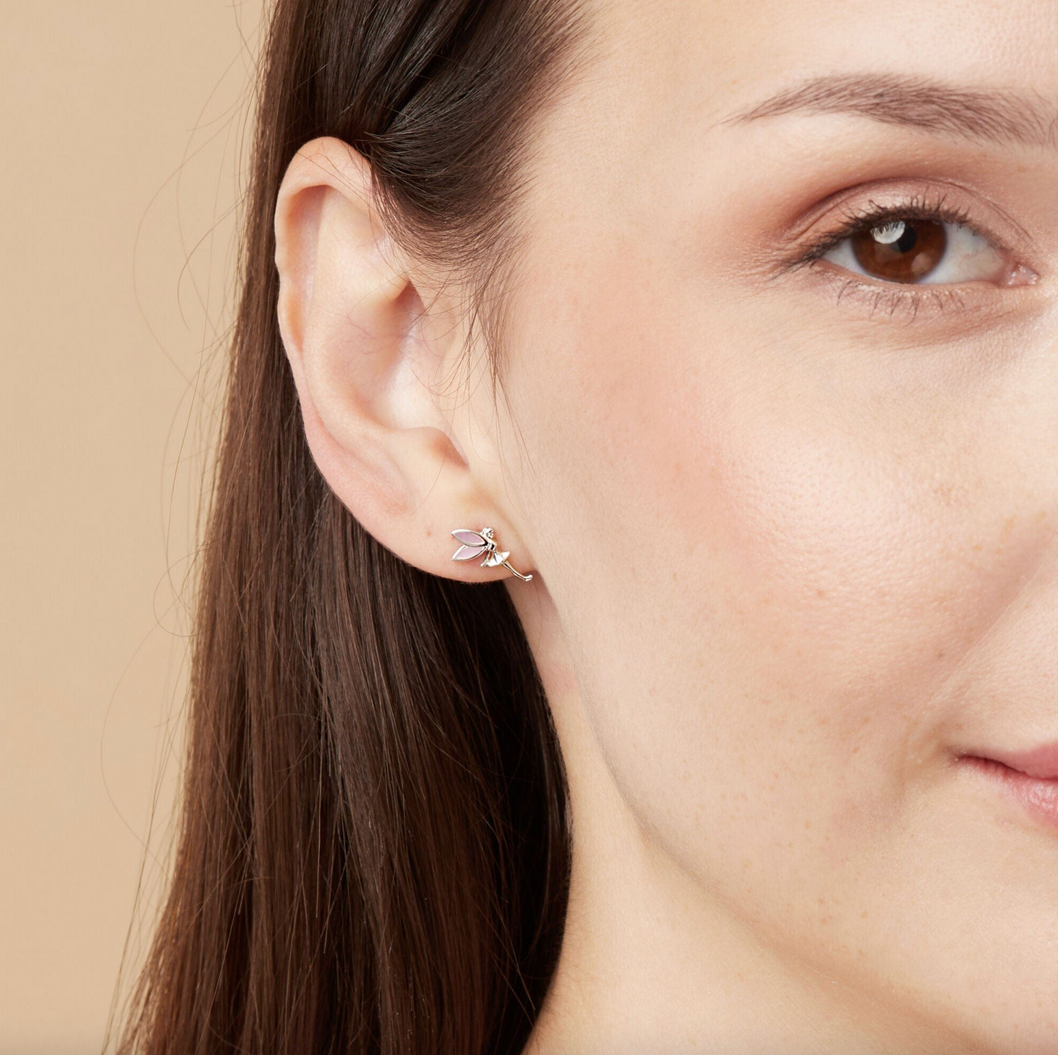 Boma Fairy Pixie Studs with Pink Mother of Pearl Earrings