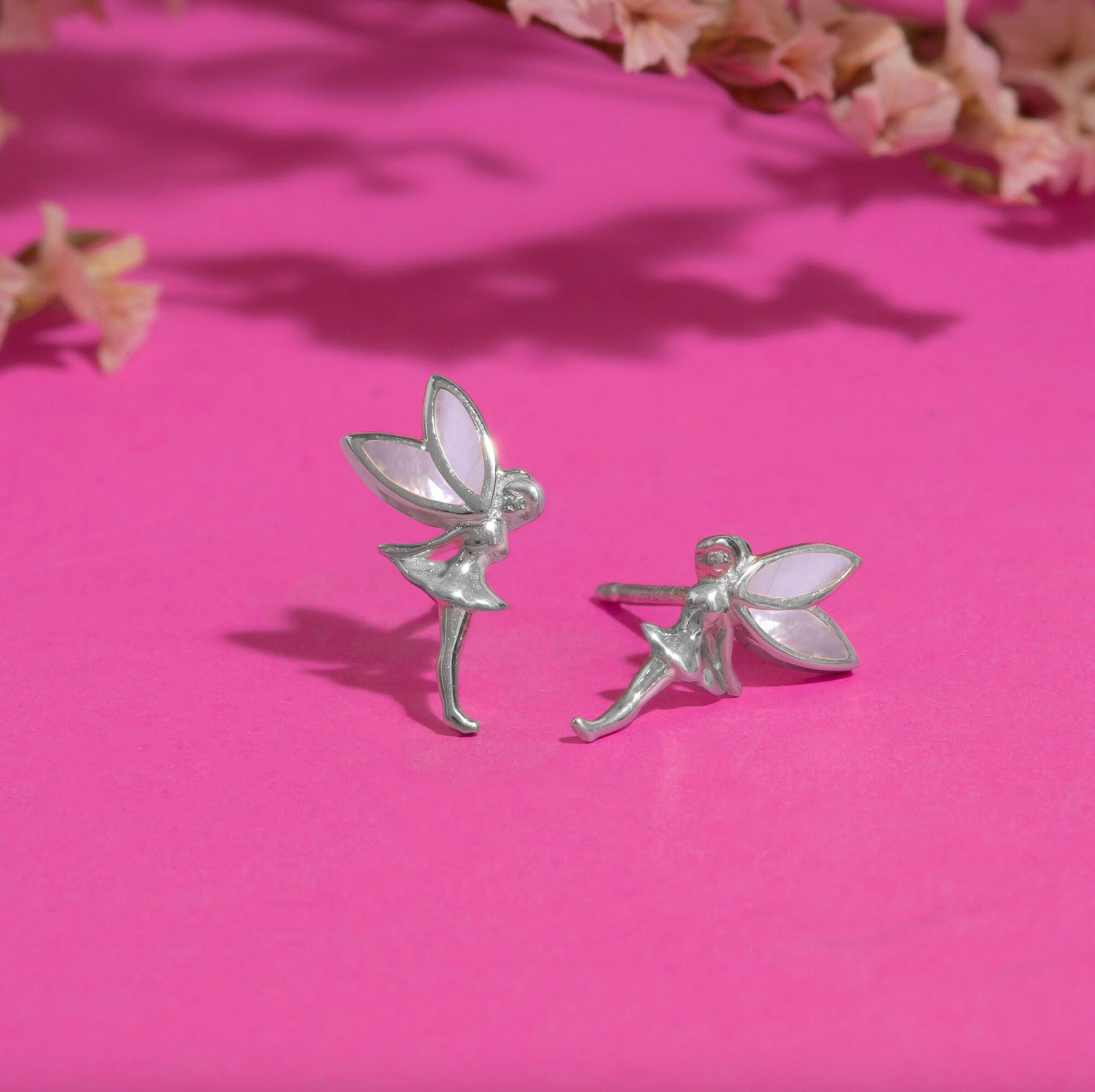 Boma Fairy Pixie Studs with Pink Mother of Pearl Earrings