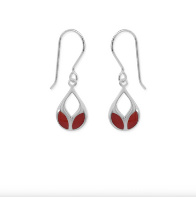 Boma Red Coral Leaf Petal Earrings