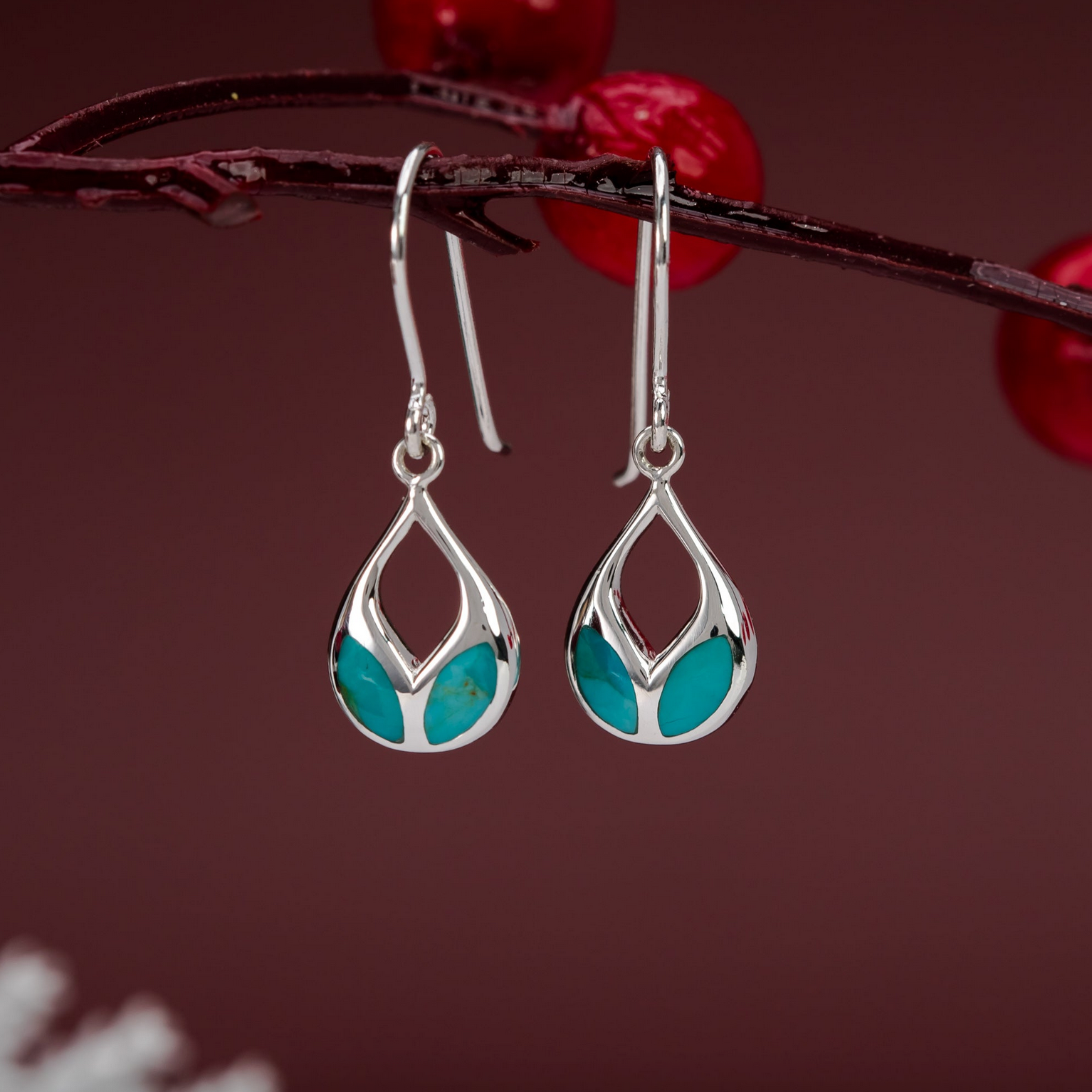 Boma Turquoise Leaf Petal Earrings