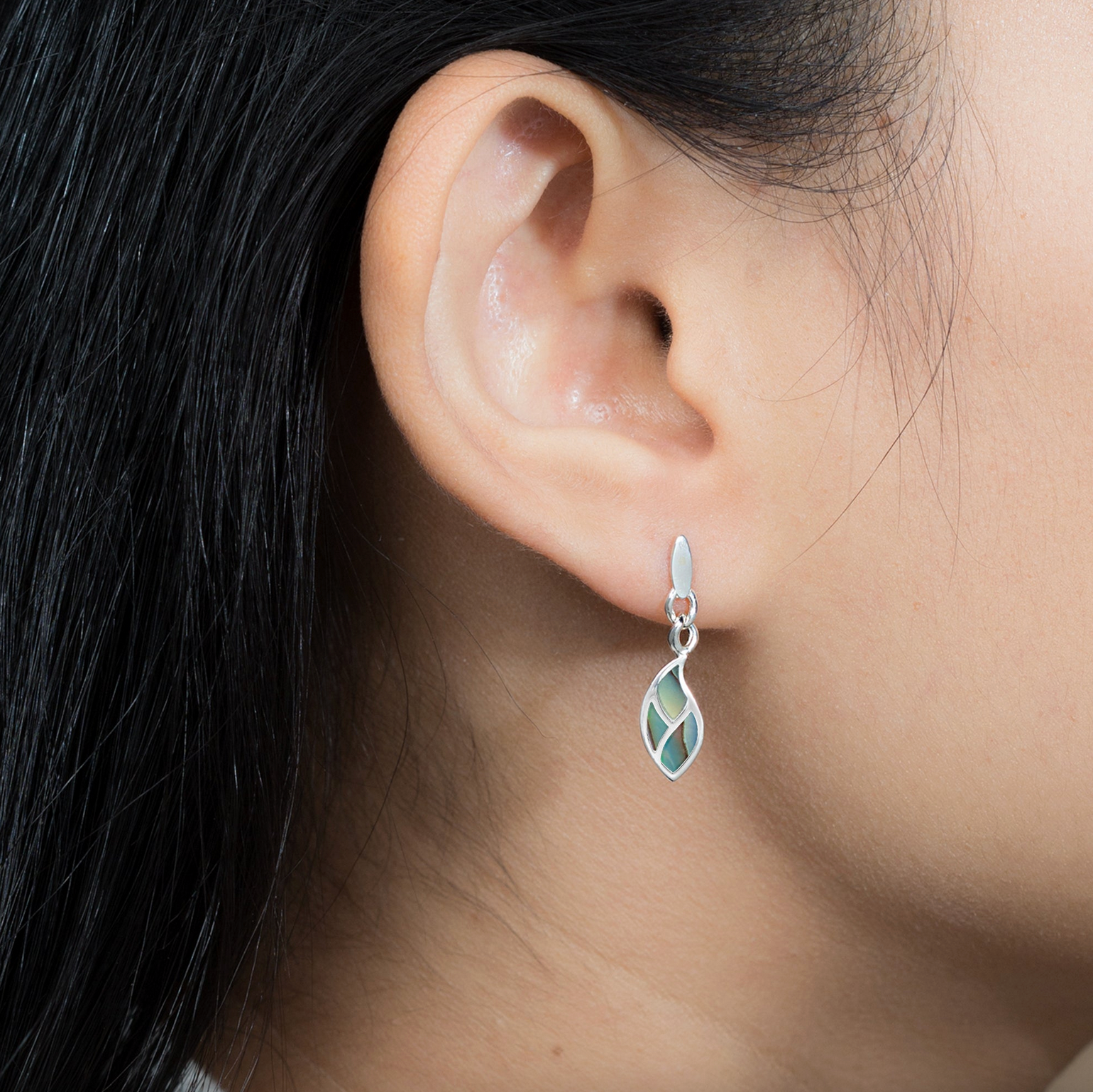 Boma Leaf Flow Earrings with Abalone