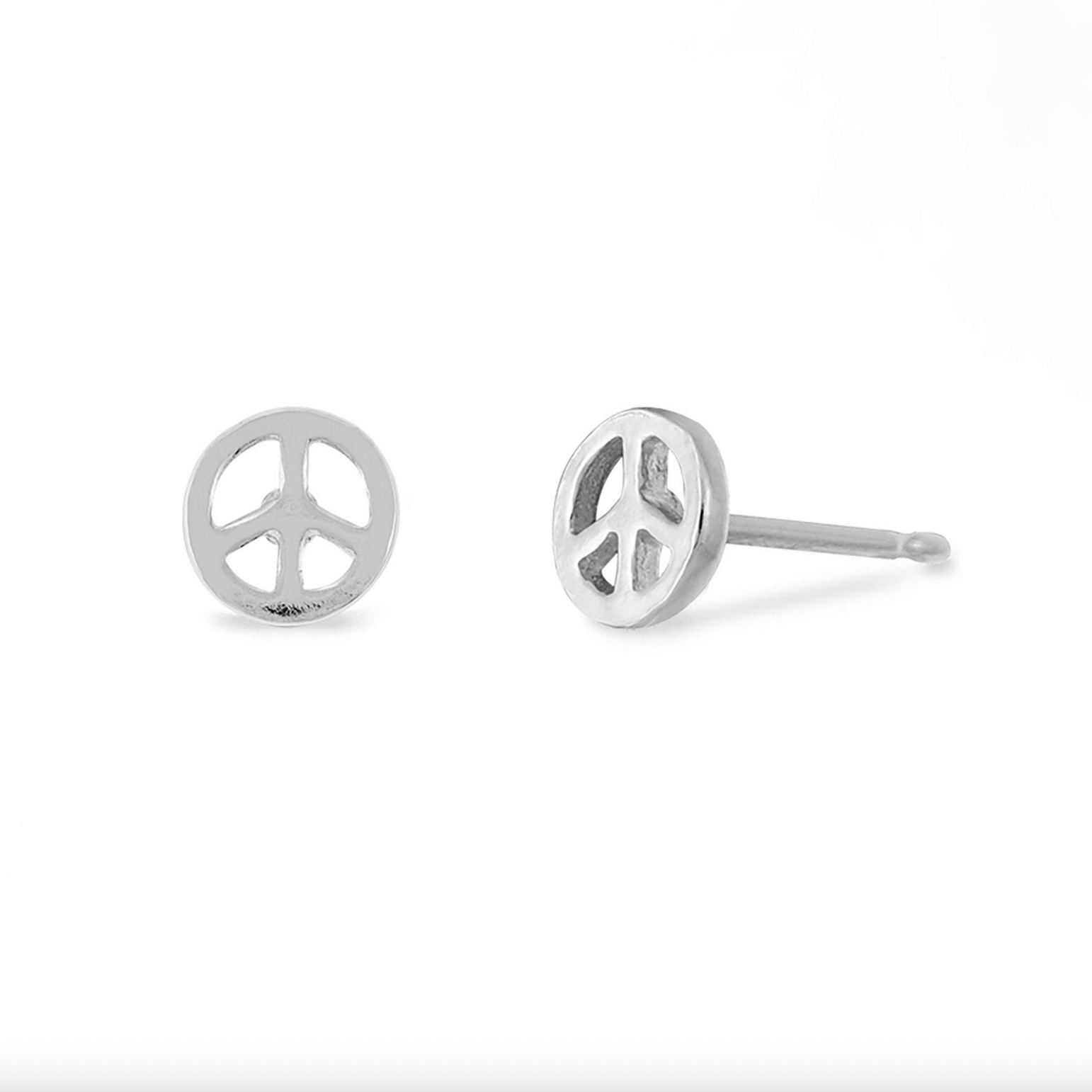 Boma Sterling Silver Peace Symbol Stud Earrings
