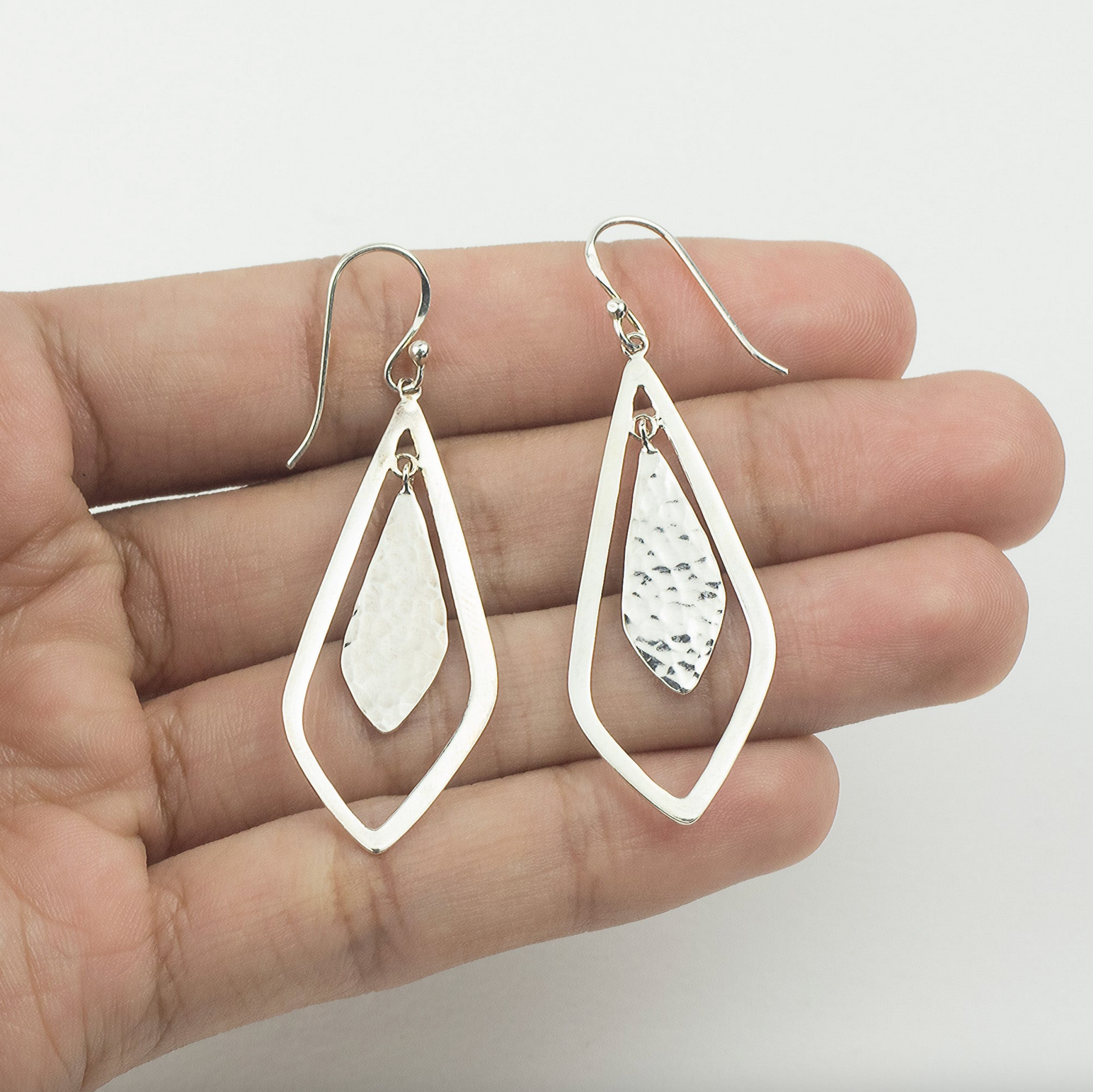 Boma Moving Kite Shaped Earrings with Textured Hammer Finish