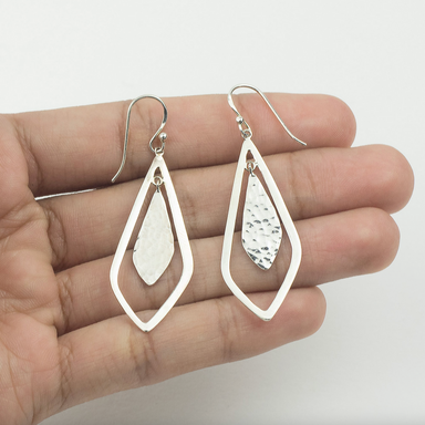 Boma Moving Kite Shaped Earrings with Textured Hammer Finish