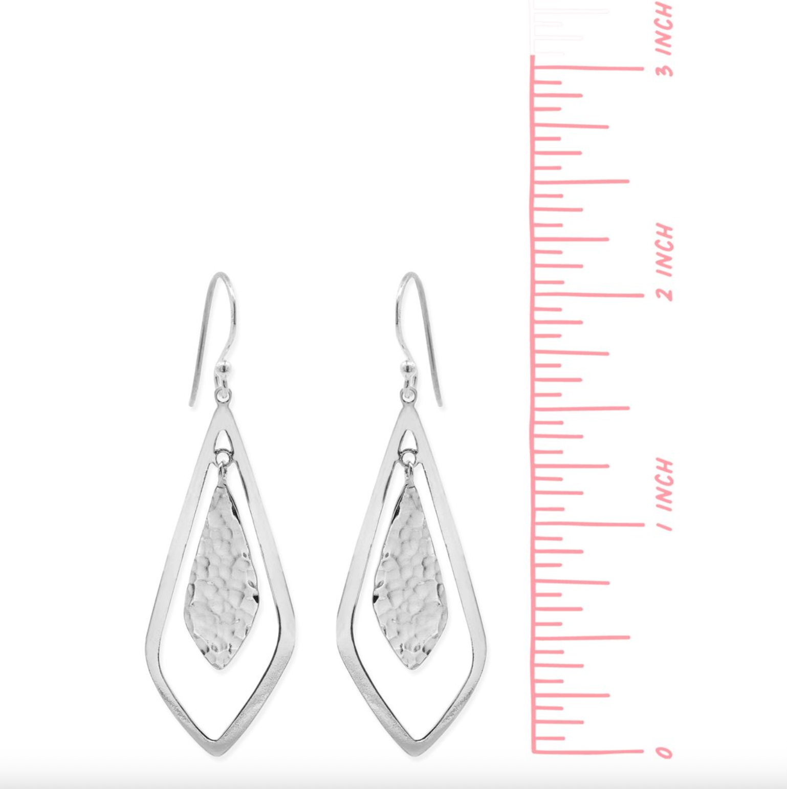 Boma Moving Kite Shaped Earrings with Textured Hammer Finish