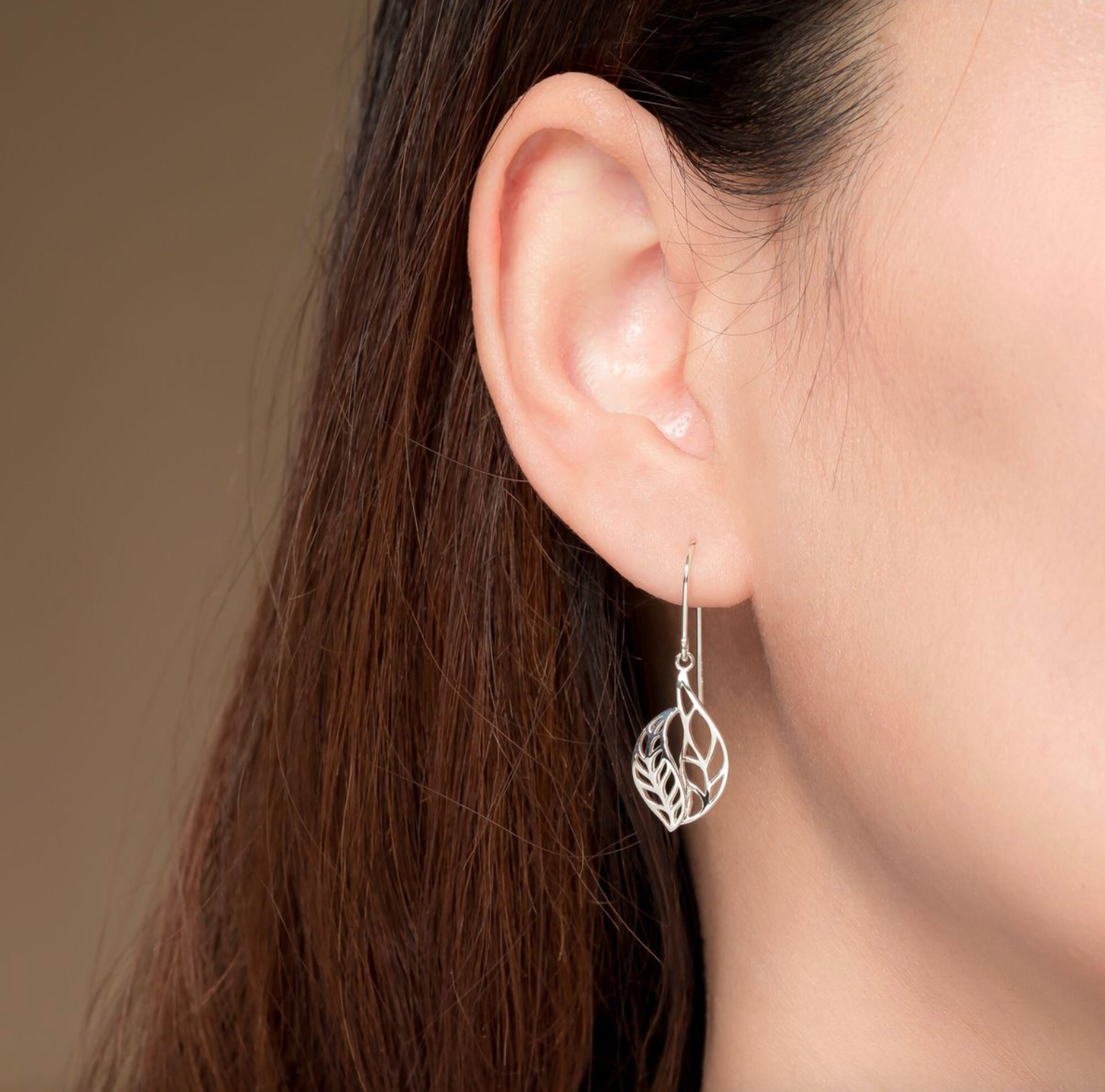 Boma Delicate Leaf Outline Sterling SilverEarrings