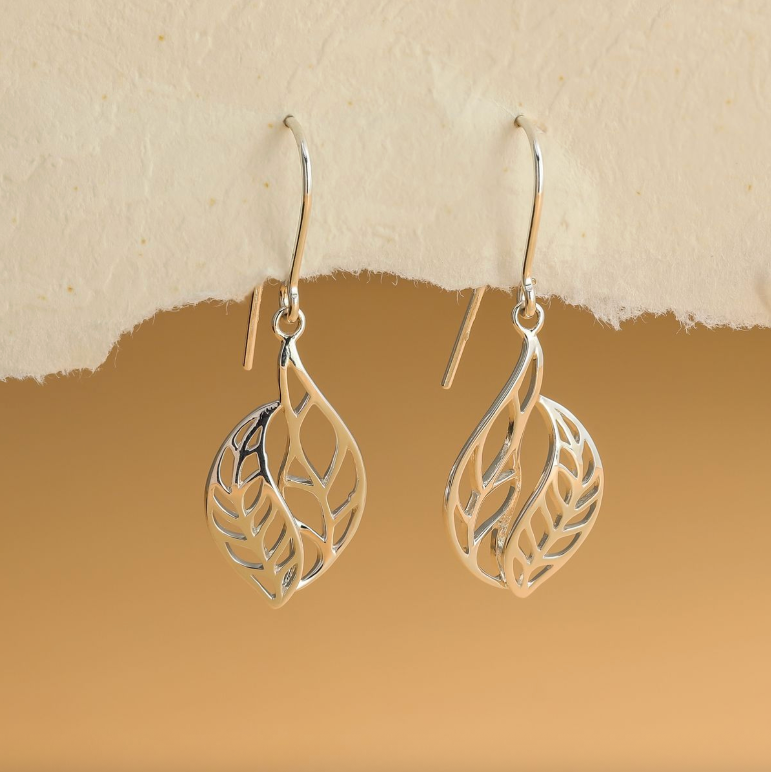 Boma Delicate Leaf Outline Sterling SilverEarrings