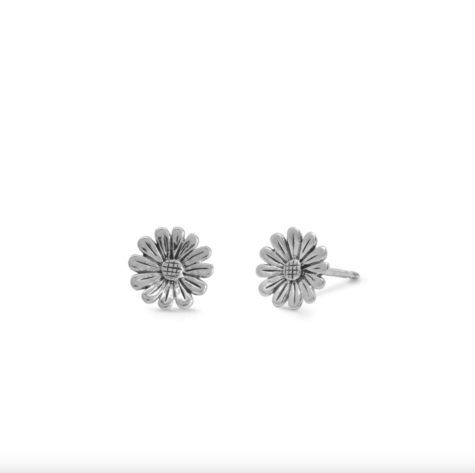 BOMA Daisy Flower Stud Earrings with Oxidized Finish