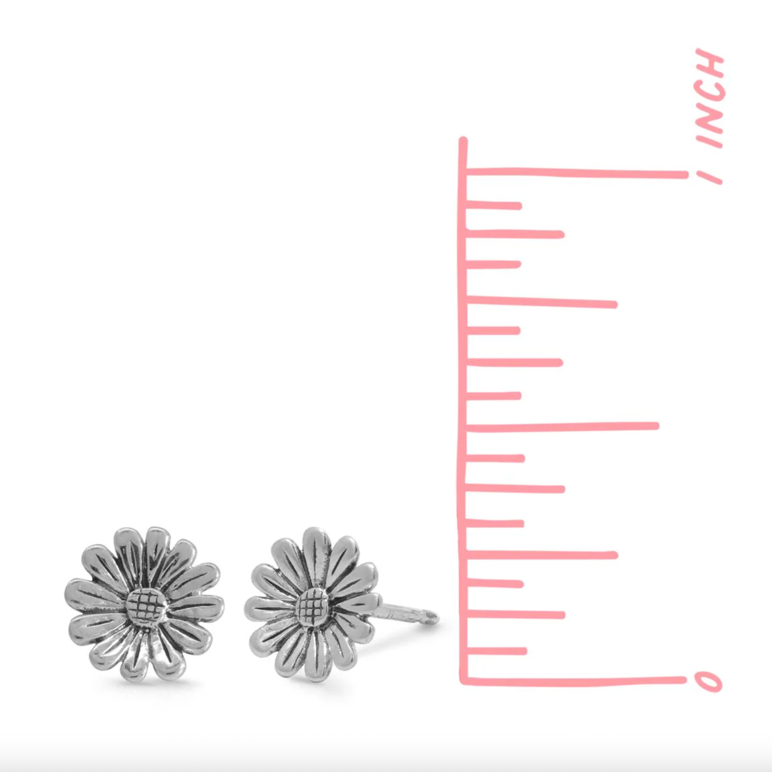 BOMA Daisy Flower Stud Earrings with Oxidized Finish