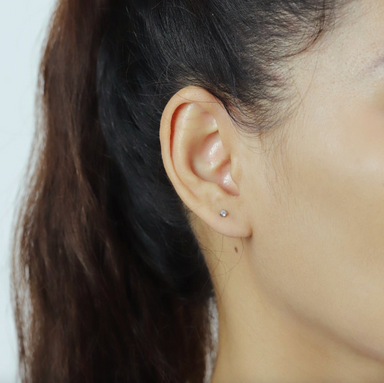 Boma Sterling Silver Post Earring - Mini Square Cubic Zirconium