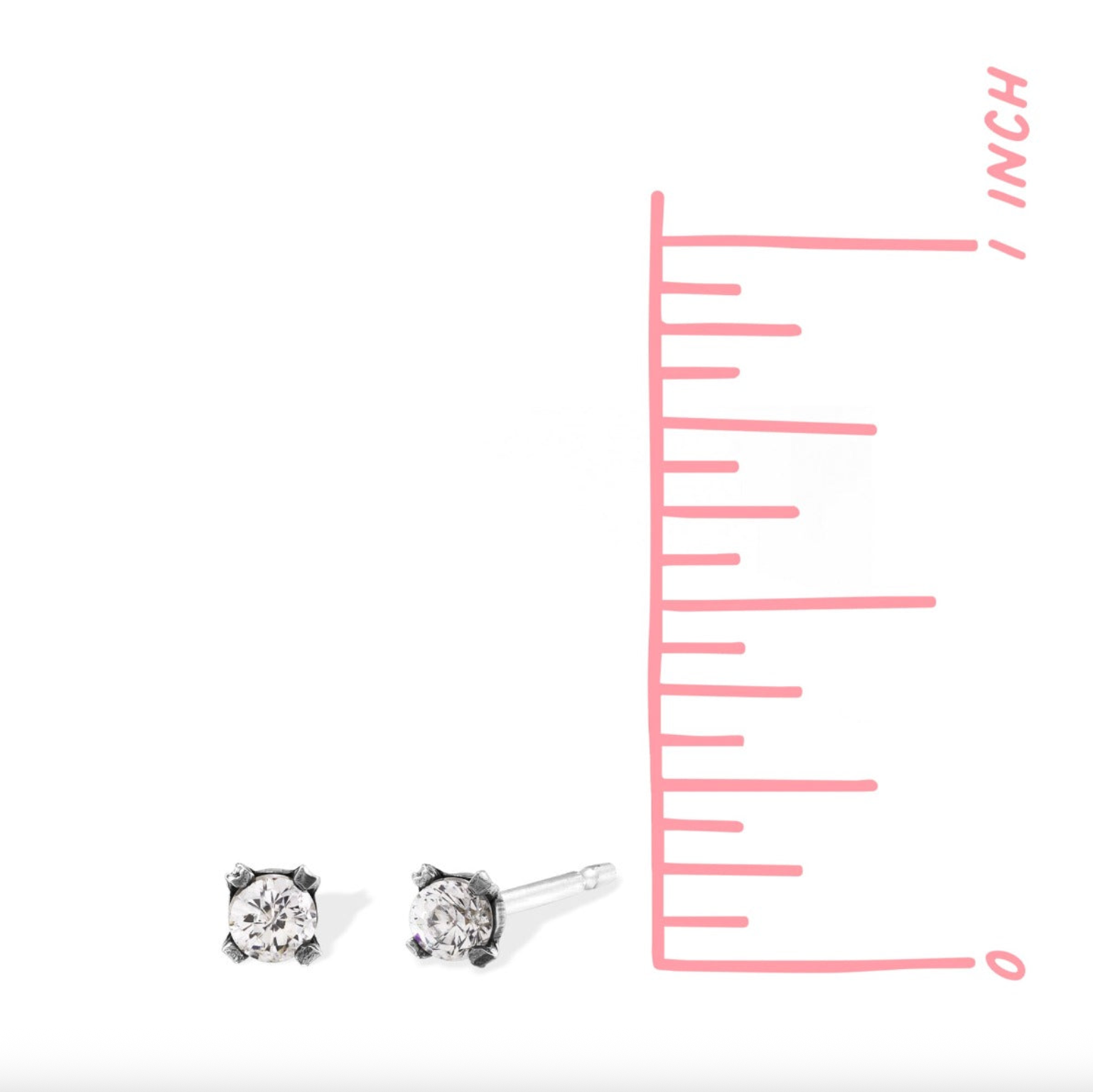 Boma Sterling Silver Post Earring - Mini Square Cubic Zirconium