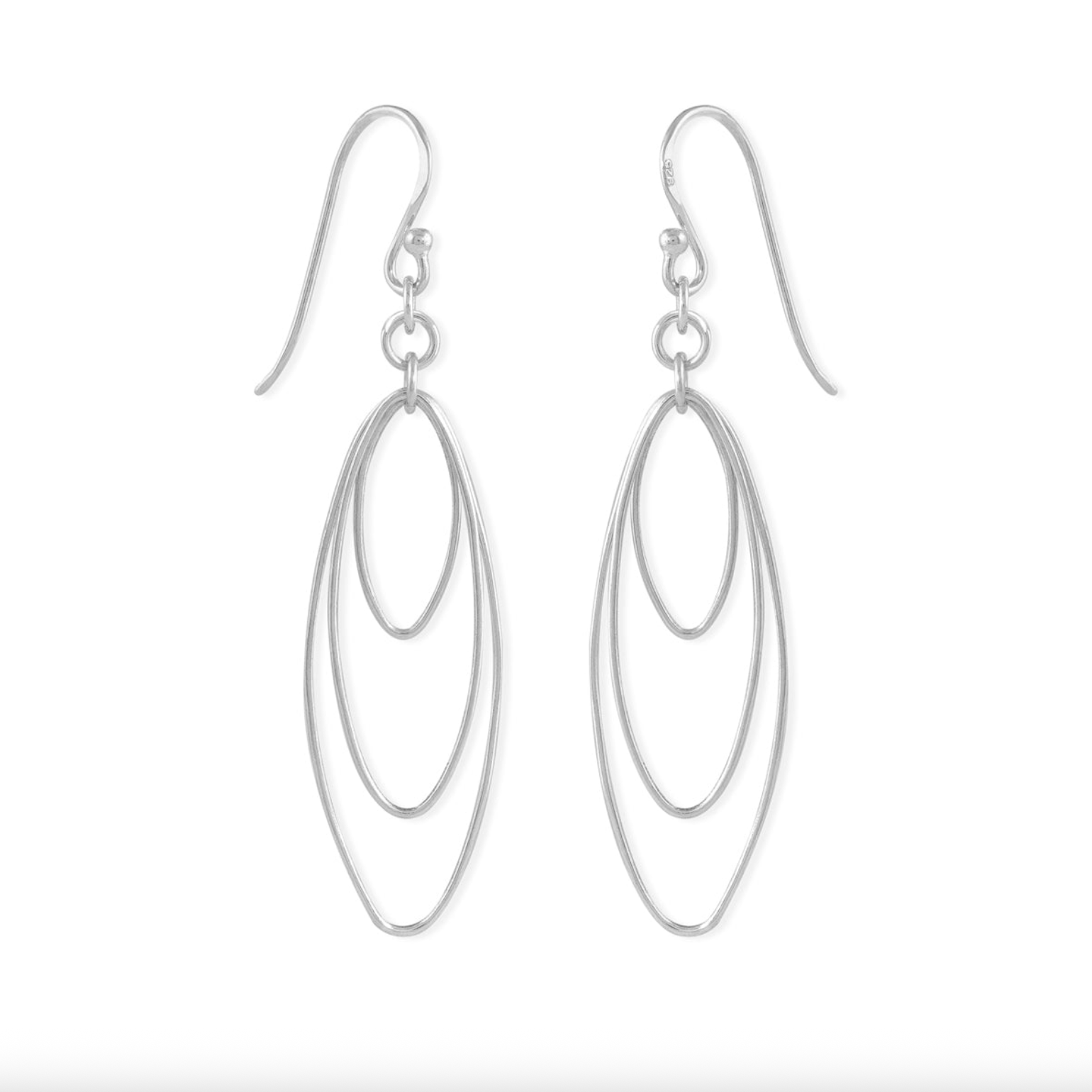 Boma Sterling Silver Delicate Triple Oval Earrings