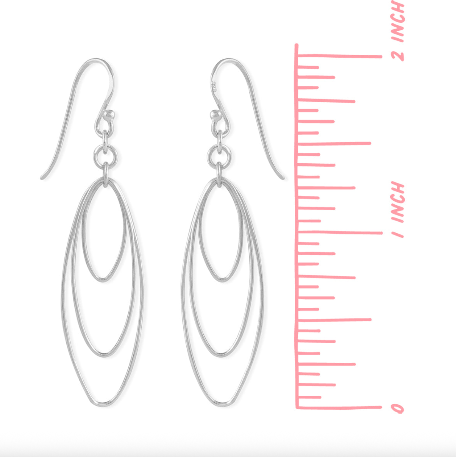 Boma Sterling Silver Delicate Triple Oval Earrings