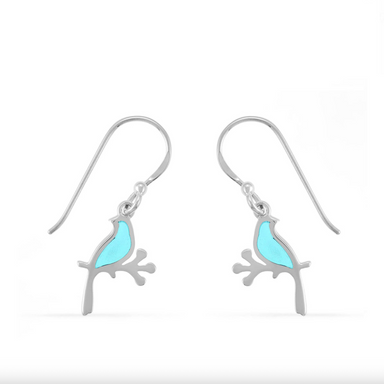Boma Bird Dangle Earrings - Blue