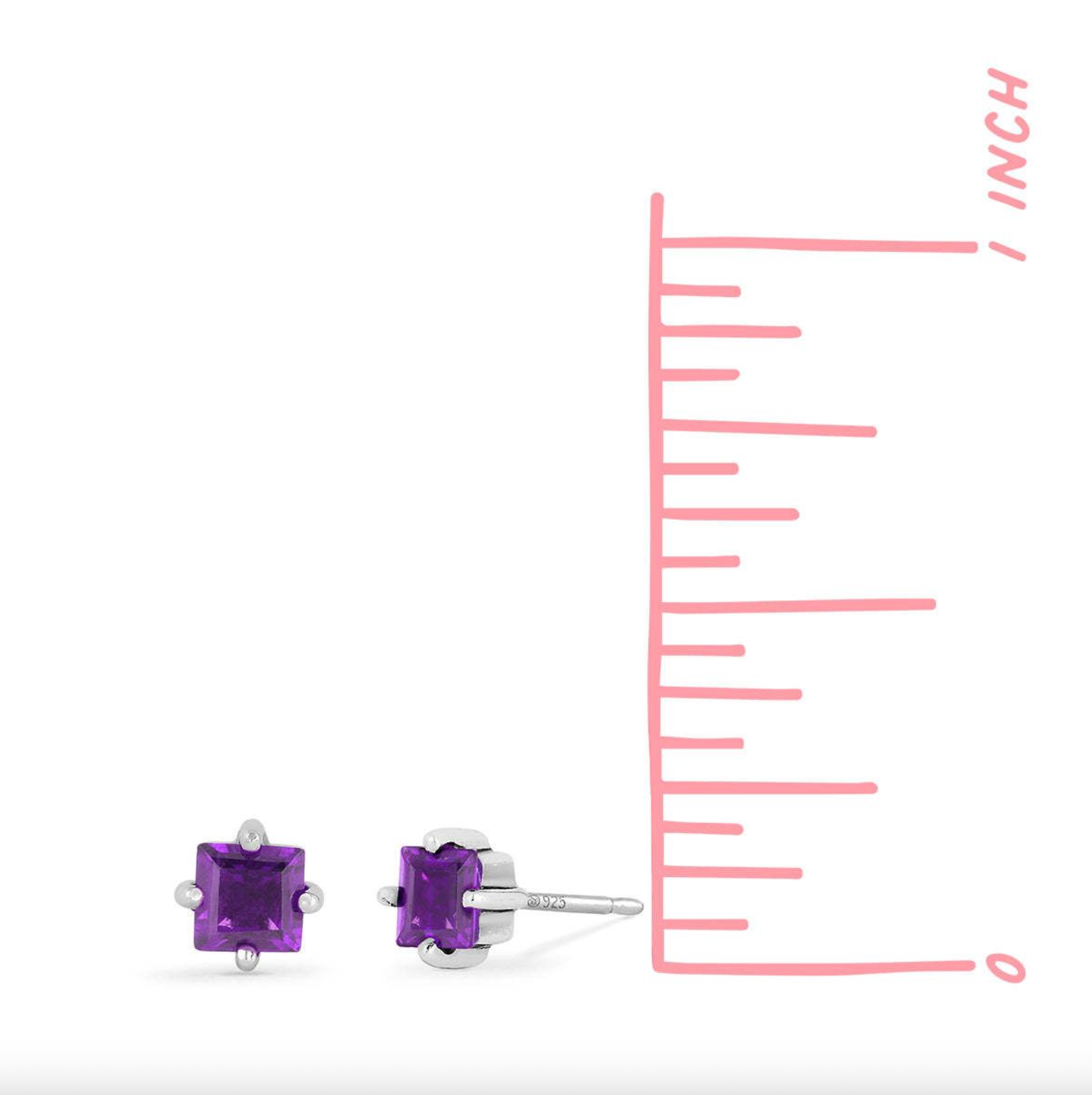 Boma Square Amethyst Facets Stud Earrings