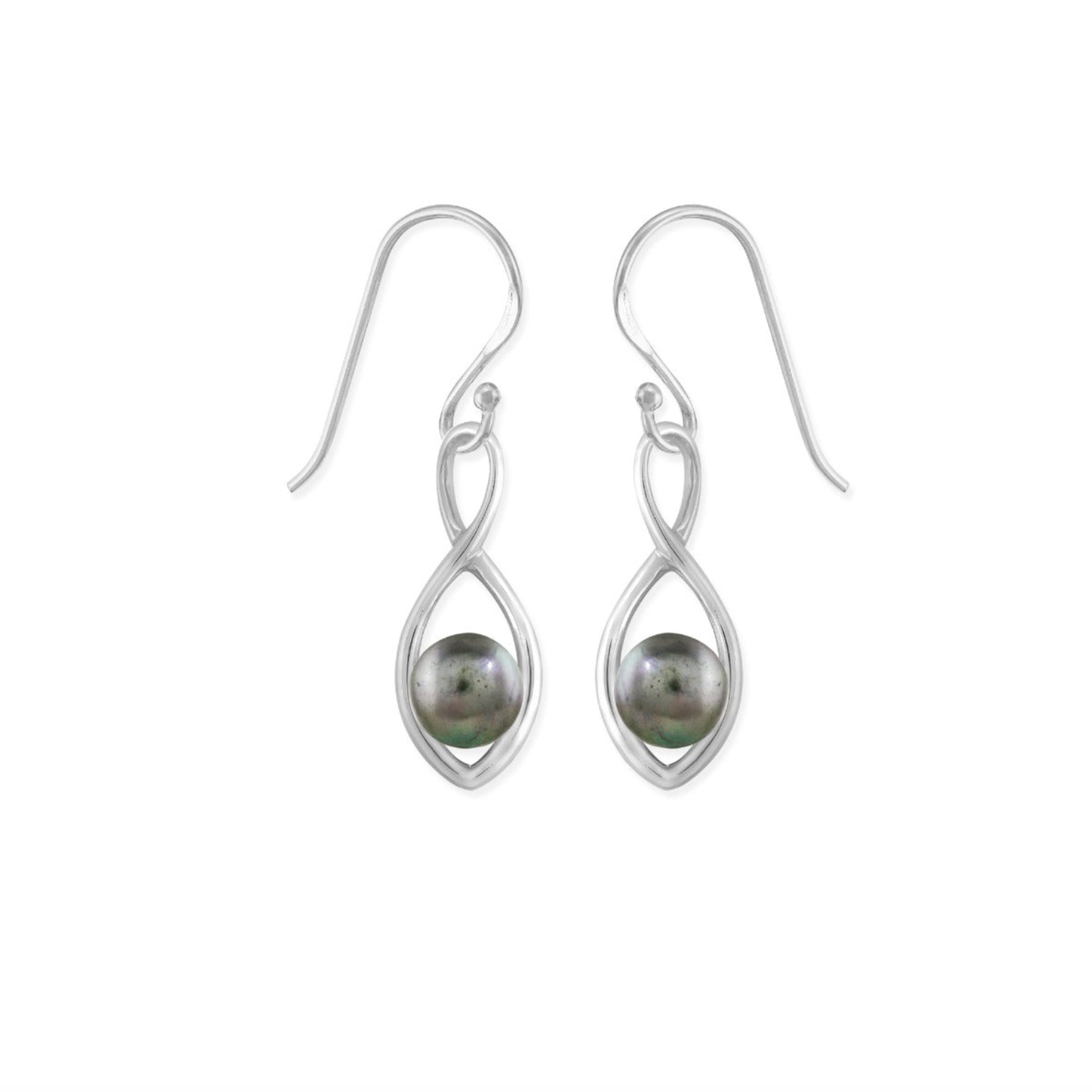 Boma Twisting Pearl Earrings - Grey