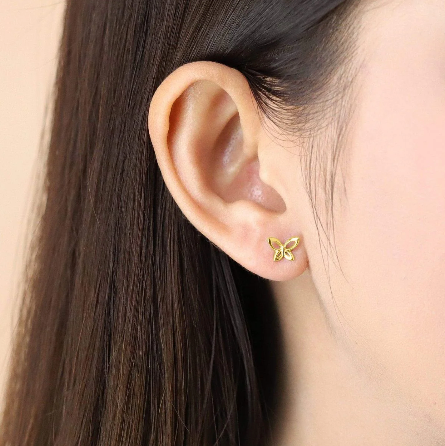 Boma Butterfly Outline Stud Earrings - Gold