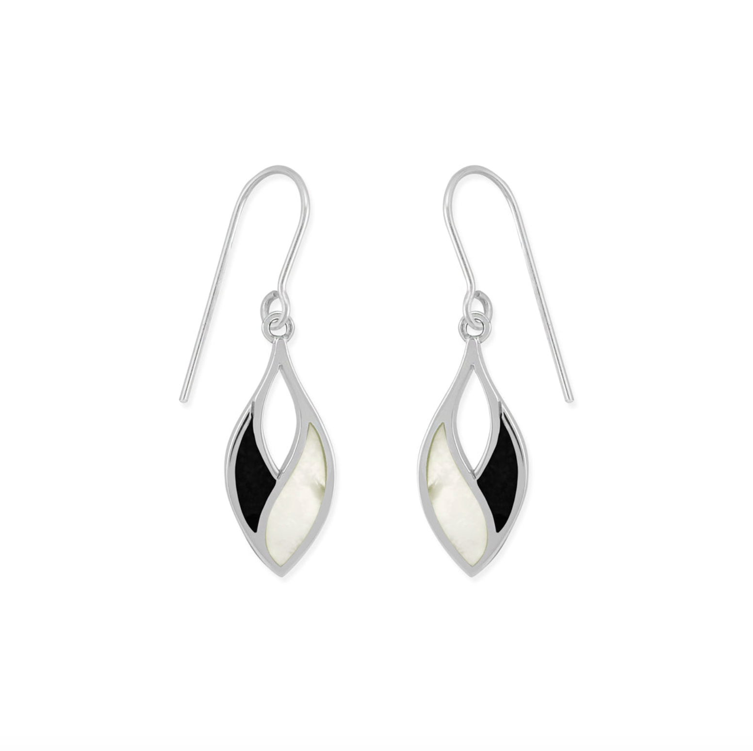 Boma Overlapped Earrings - Onyx and Mother of Pearl