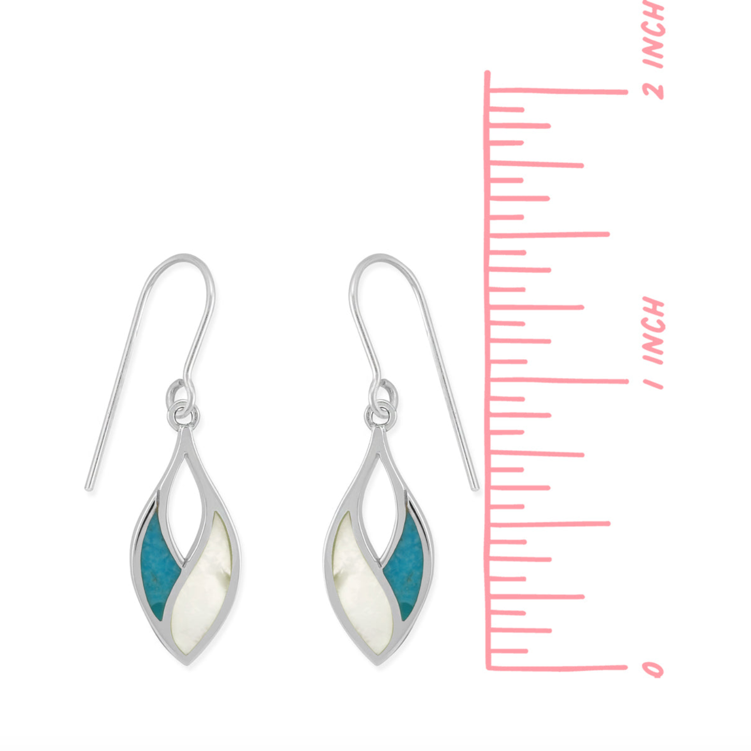 BOMA Overlapped Dangle Earrings - Turquoise and Mother of Pearl