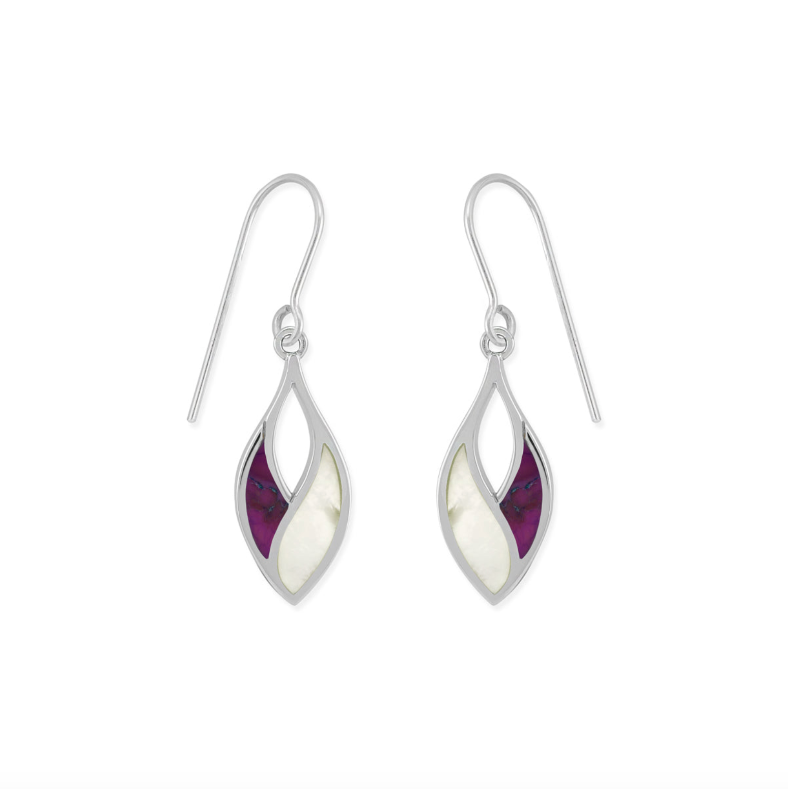 Boma Overlapped Earrings - Purple Turquoise and Mother of Pearl