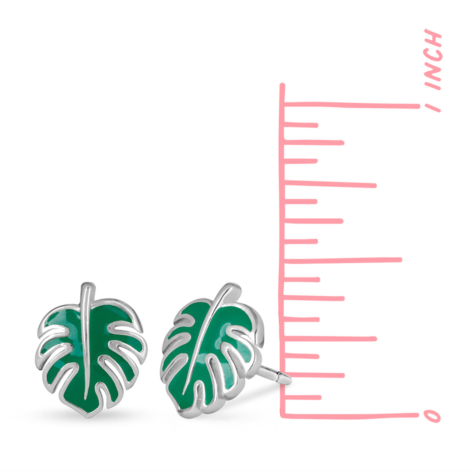 Boma Monstera Leaf Studs with Green