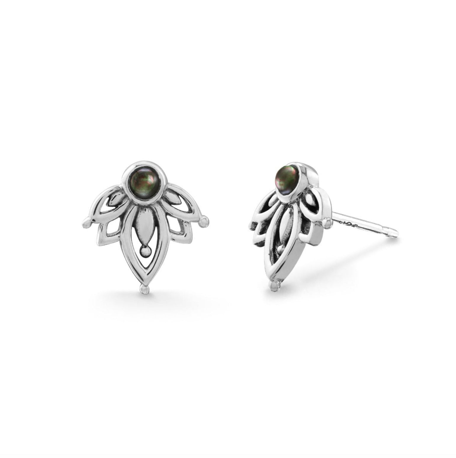 BOMA Bohemian Stone Studs - Black Mother of Pearl