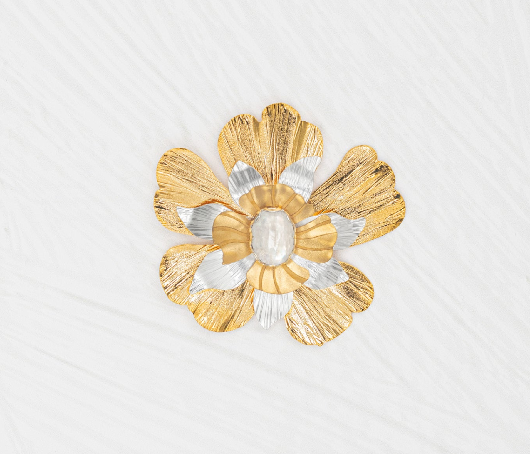 HOLLY YASHI Bountiful Bloom Brooch - Gold and Silver