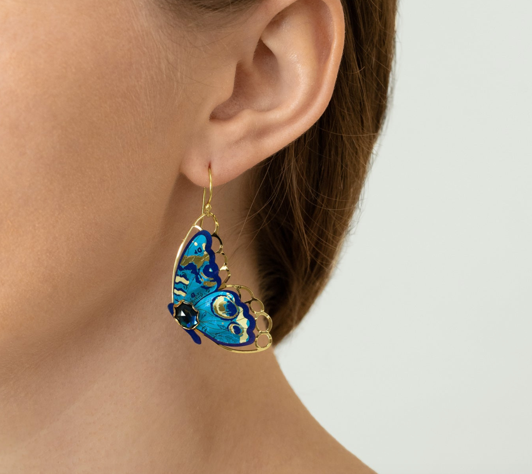 HOLLY YASHI Mariposa Butterfly Wing Earrings - Blue Radiance