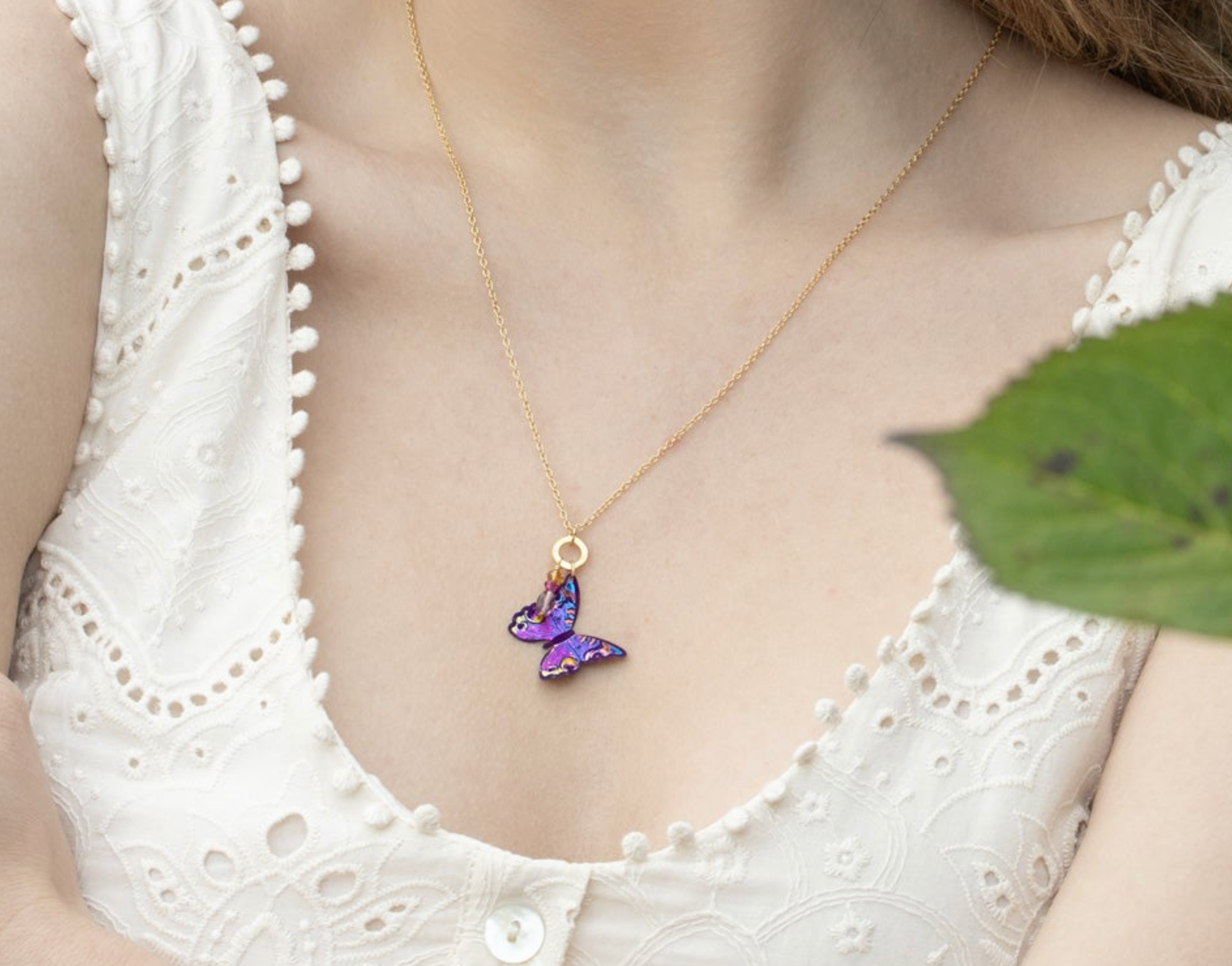 HOLLY YASHI Mariposa Butterfly Charm Pendant - Violet Skies