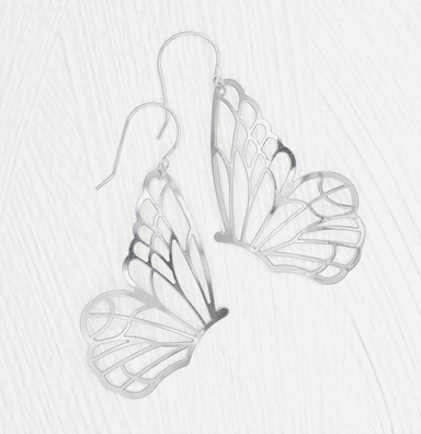 Holly Yashi Vanessa Butterfly Wing Earrings - Silver
