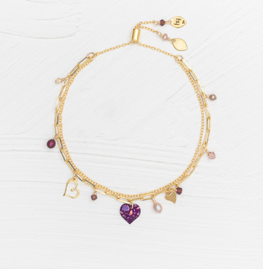 Holly Yashi Charming Hearts Bracelet - Gold and Vintage Burgundy