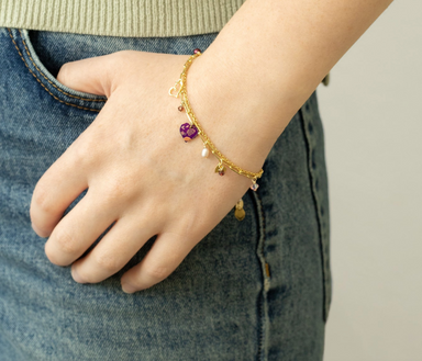 Holly Yashi Charming Hearts Bracelet - Gold and Vintage Burgundy