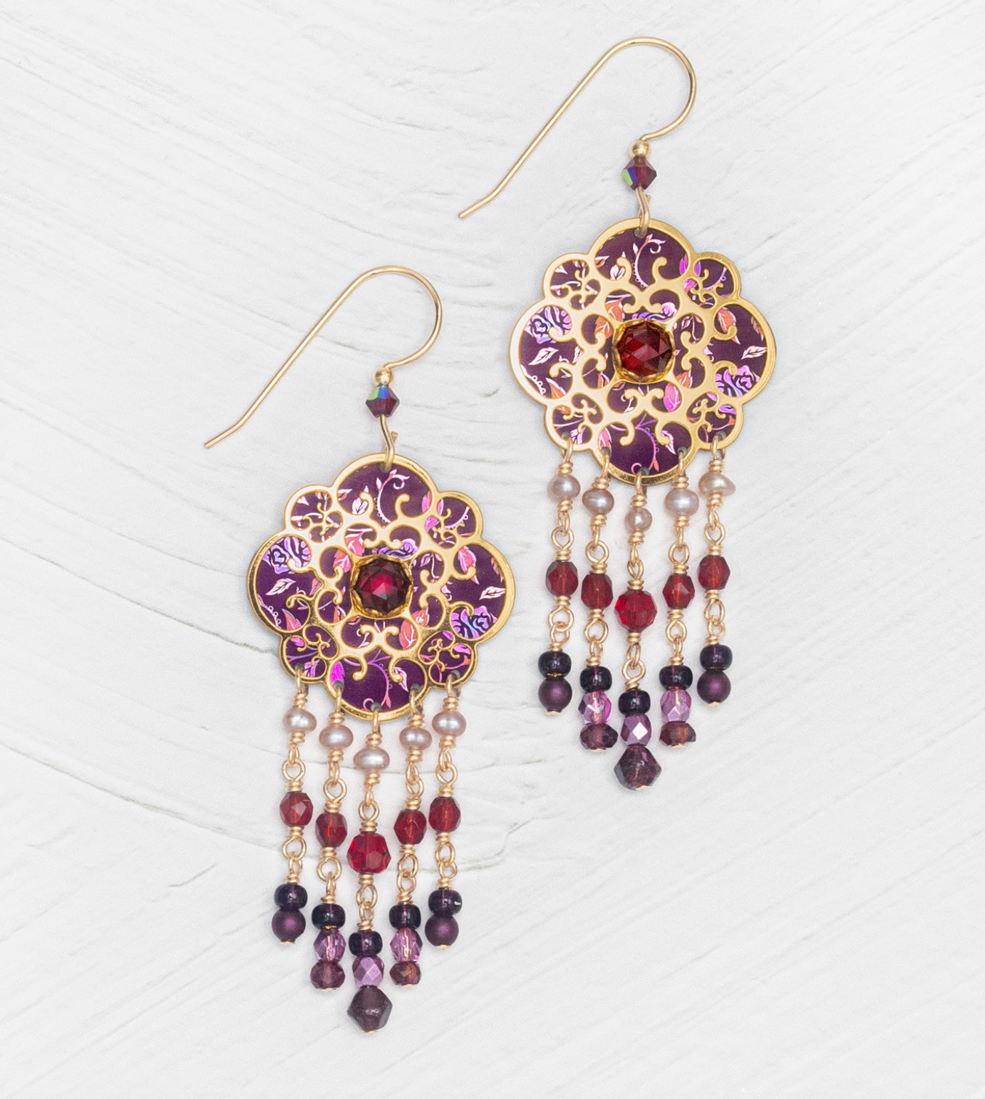Holly Yashi Eternal Rose Earrings - Vintage Burgundy