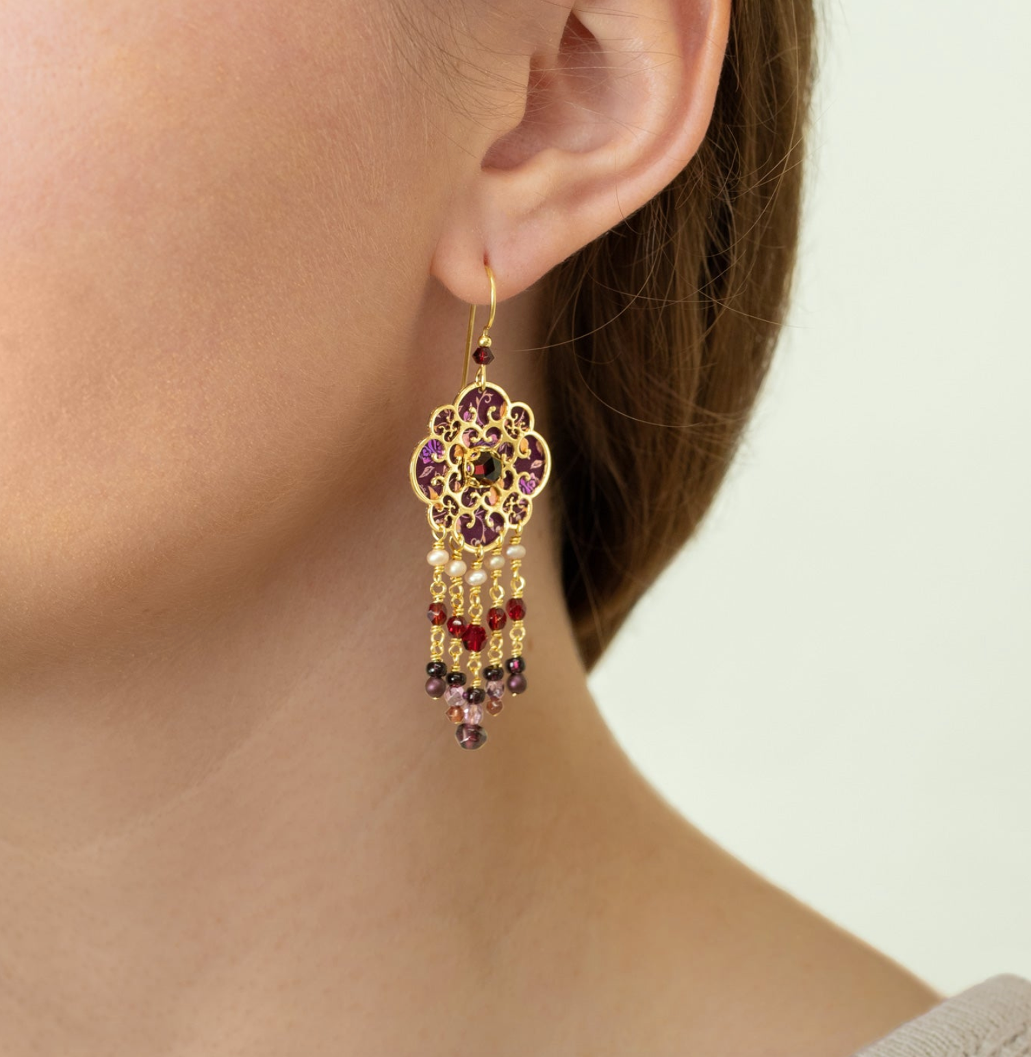 Holly Yashi Eternal Rose Earrings - Vintage Burgundy
