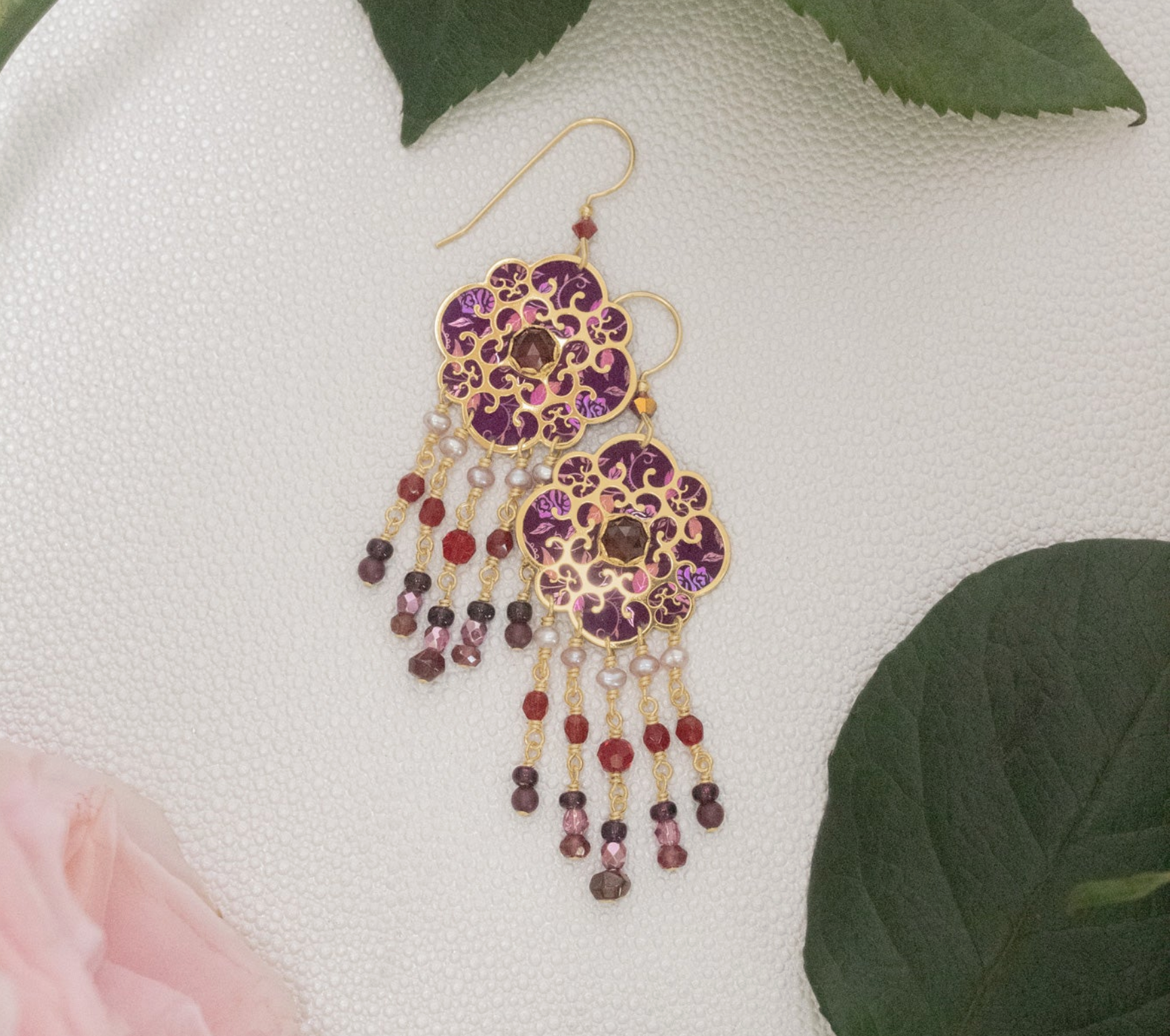 Holly Yashi Eternal Rose Earrings - Vintage Burgundy