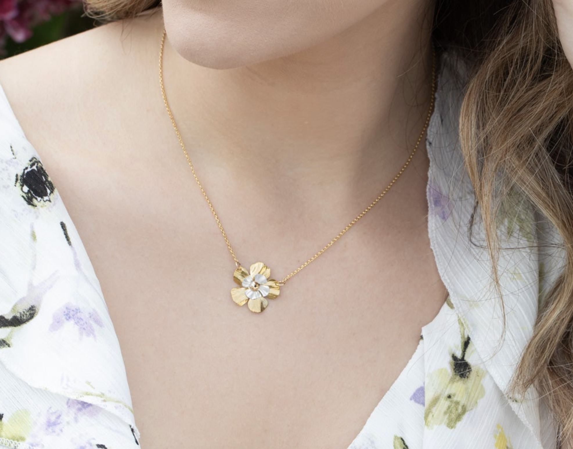 Holly Yashi Blissful Bloom Pendant Necklace - Gold and Silver