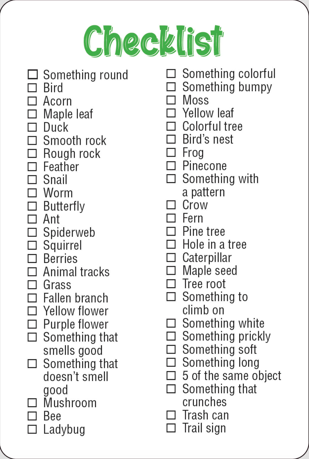 PTR Nature Seek-and-Find Scavenger Hunt Cards