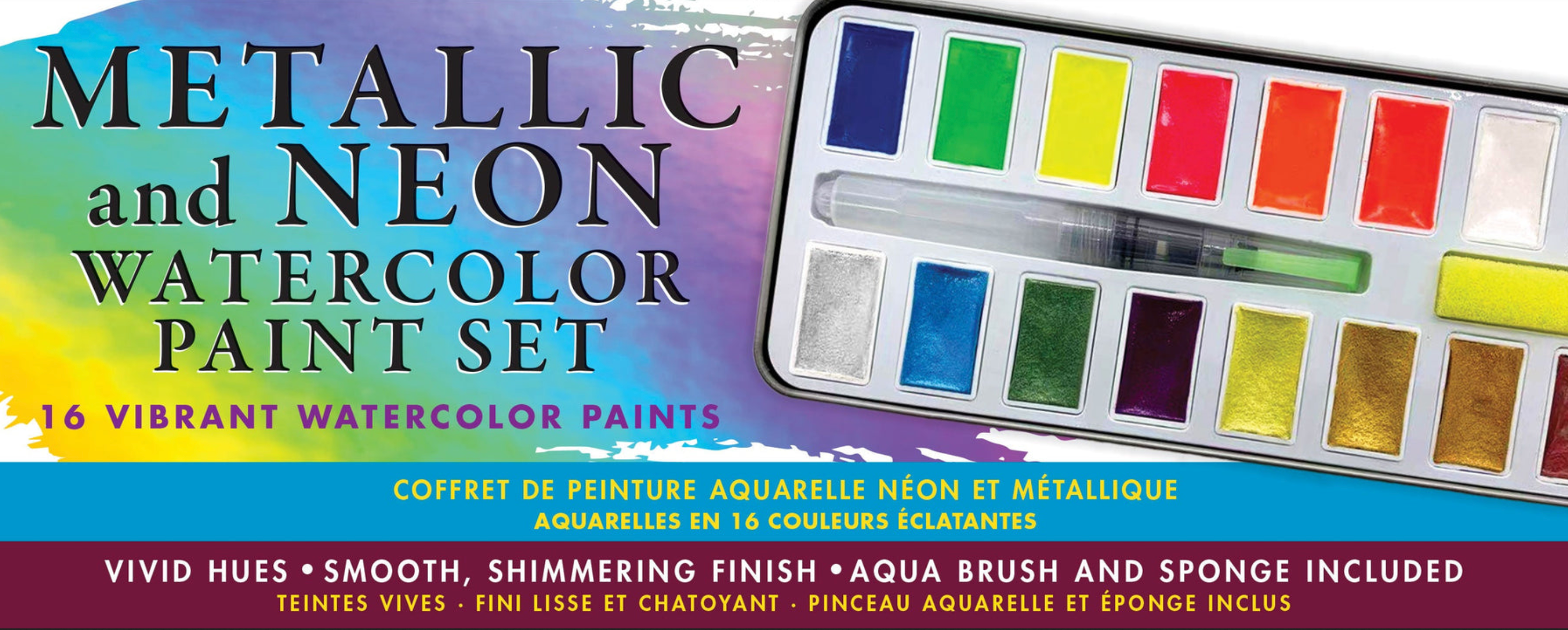 PTR Studio Series Metallic & Neon Watercolor Paint Set (Set of 18 Colors)