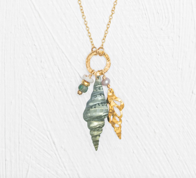 Holly Yashi Triton Pendant Necklace - Sage and Gold