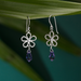 Boma Outline Daisy Earrings with Lavender Cubic Zirconia Drop