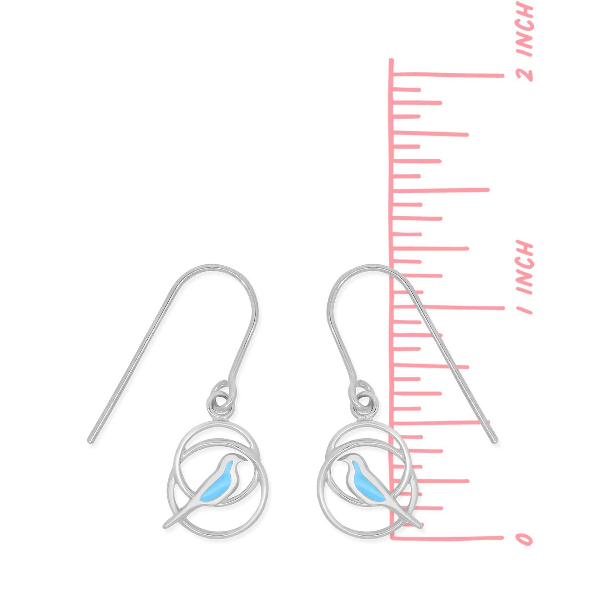 Boma Blue Enamel Bird Swirl Circle Earrings