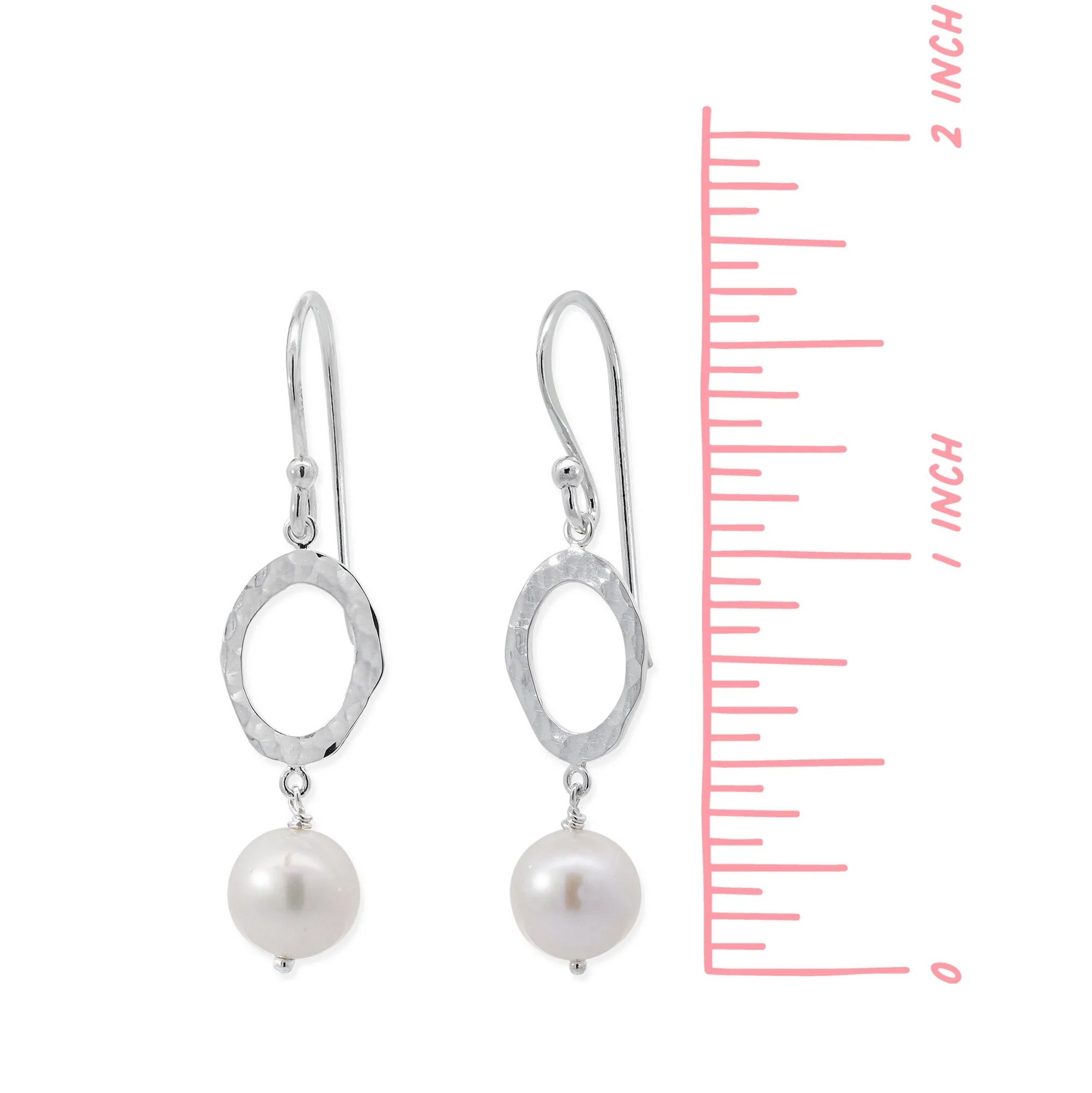 Boma Hammered Oval Earrings with Pearl Drop