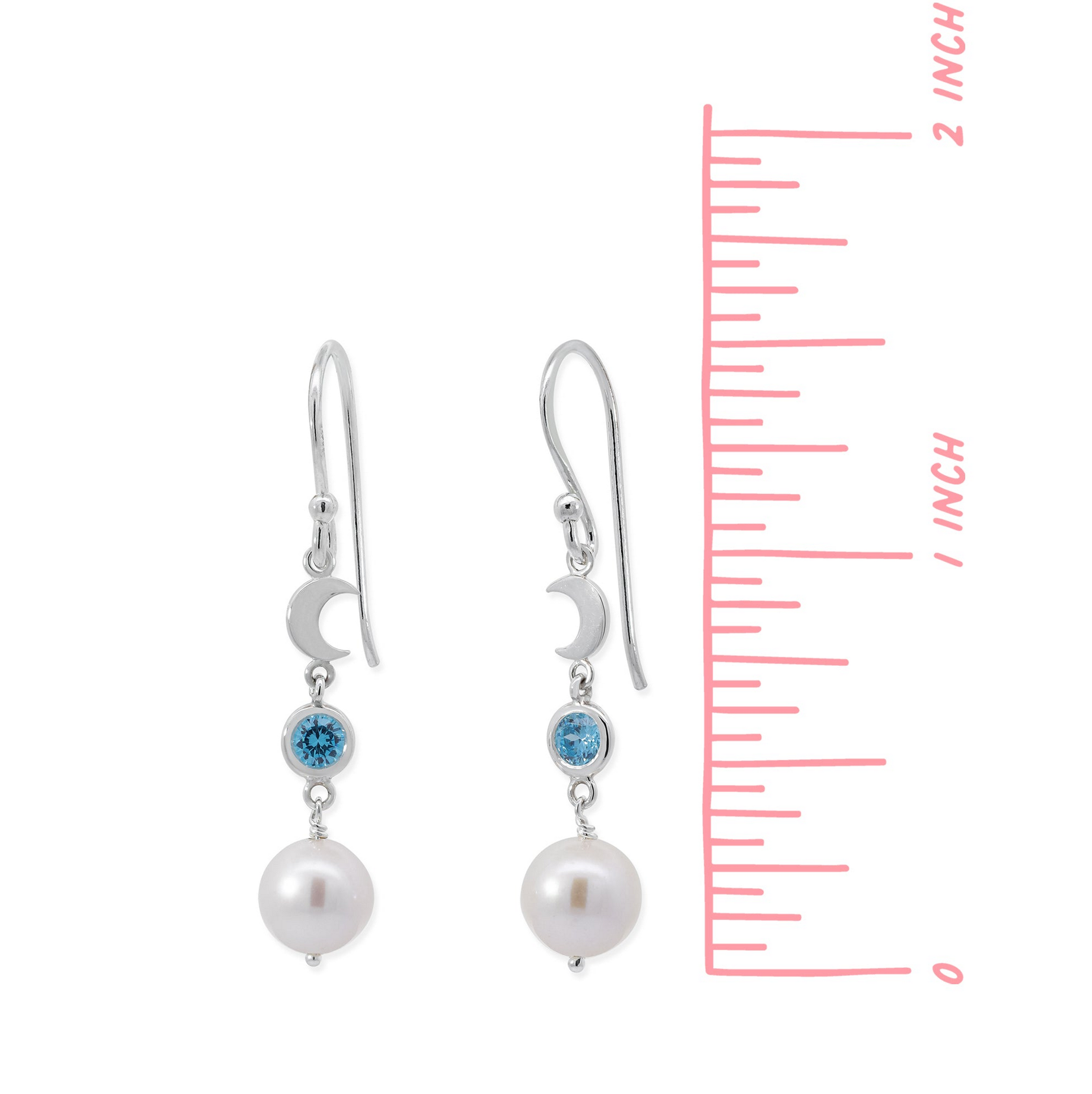 Boma Luna Pearl Drop Earrings with Blue Topaz Cubic Zirconia