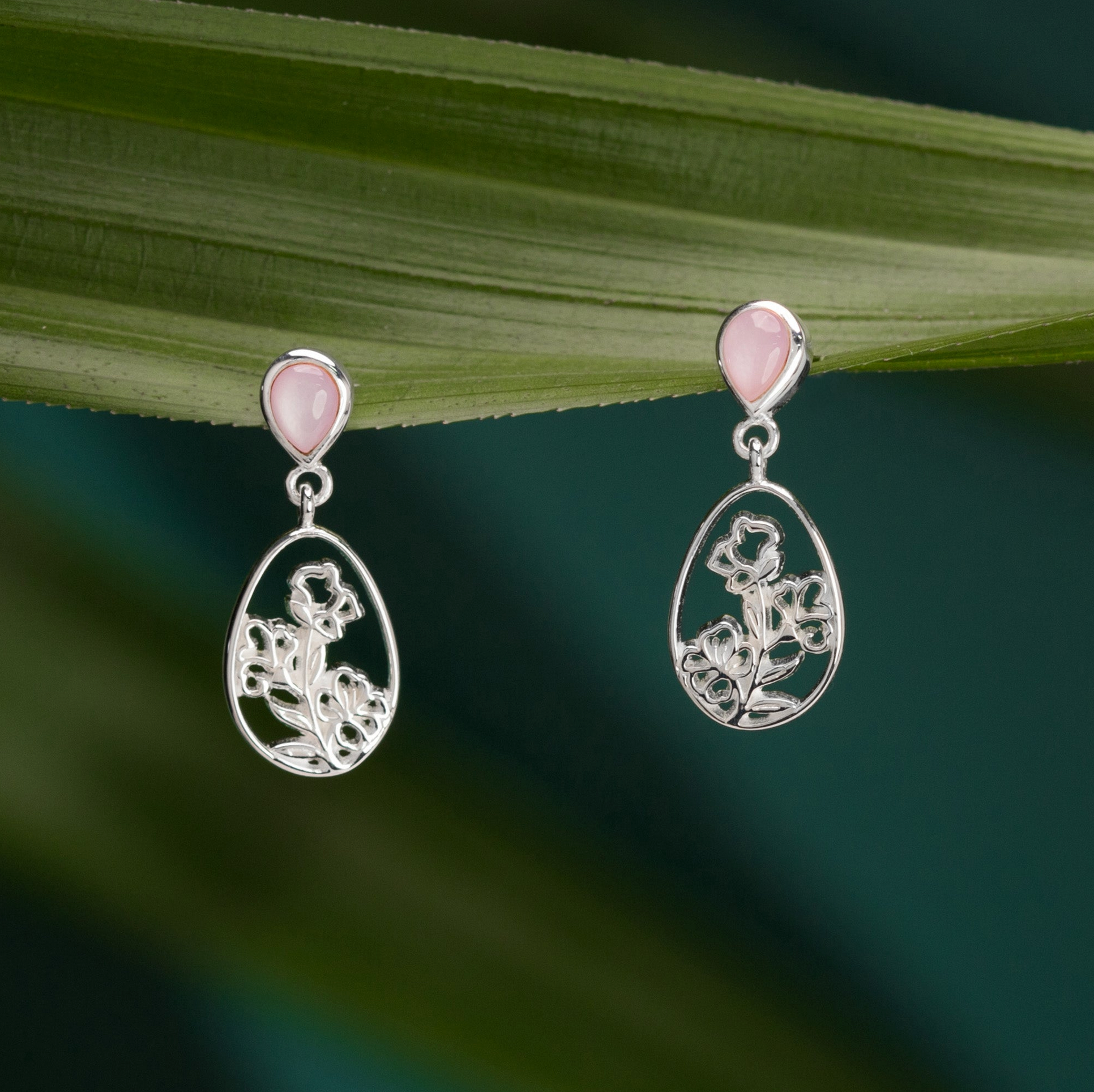 Boma Blooming Oval Earrings with Pink Shell