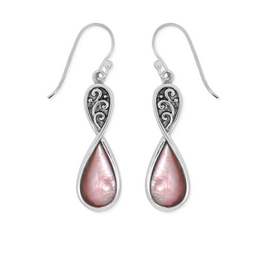 Boma Boho Teardrop Earrings with Pink Bronze Mother of Pearl