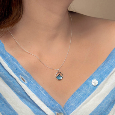 Boma Mountain Peak Necklace with Blue Mother of Pearl