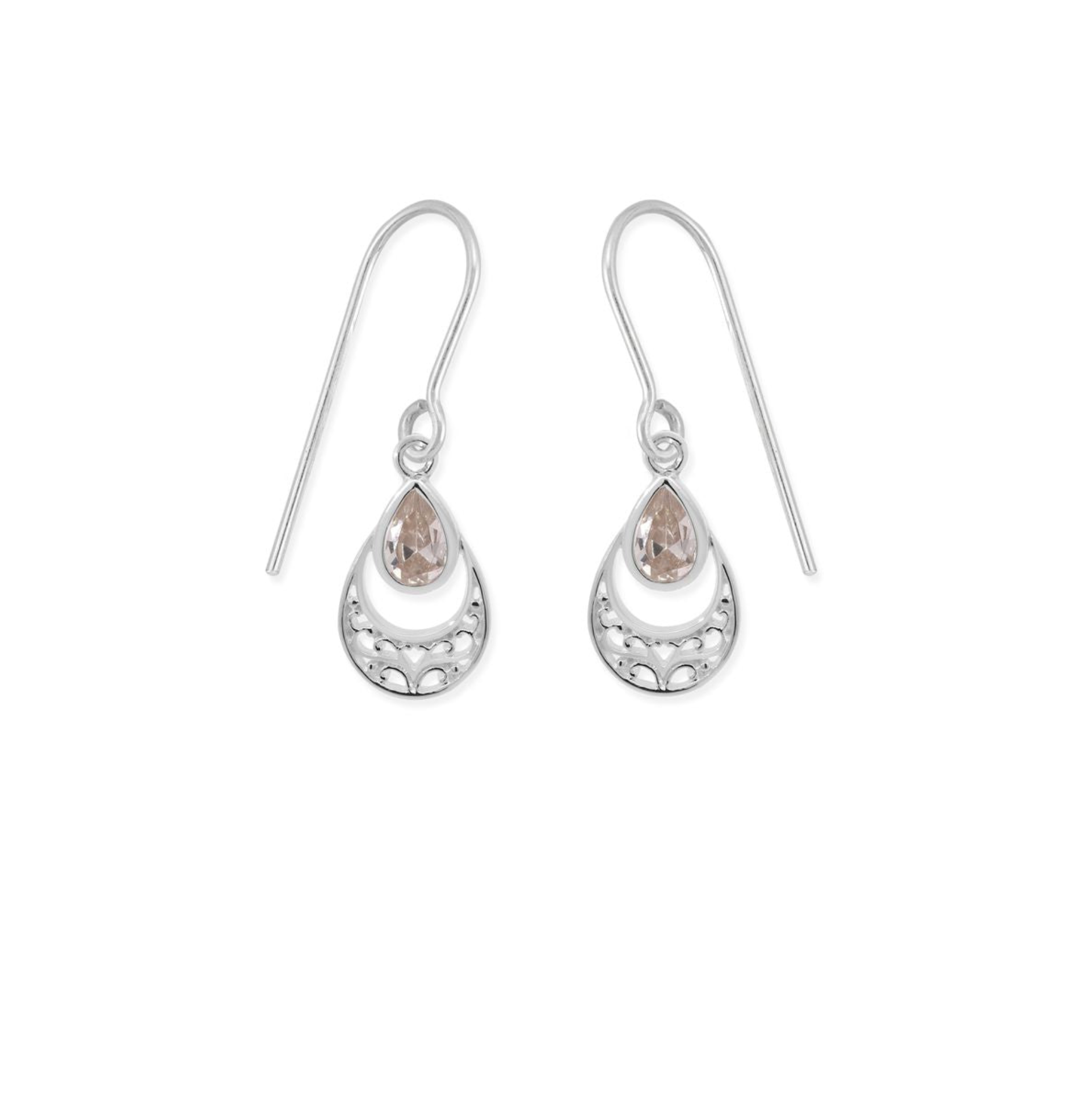 Boma Ornamental Gemstone Dangle Earrings - Light Smokey Quartz