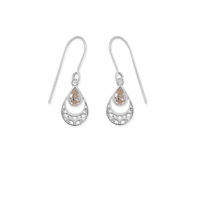 Boma Ornamental Gemstone Dangle Earrings - Light Smokey Quartz