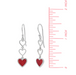 Boma Triple Heart Dangle Earrings - Red Coral
