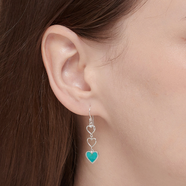 Boma Triple Heart Dangle Earrings - Turquoise